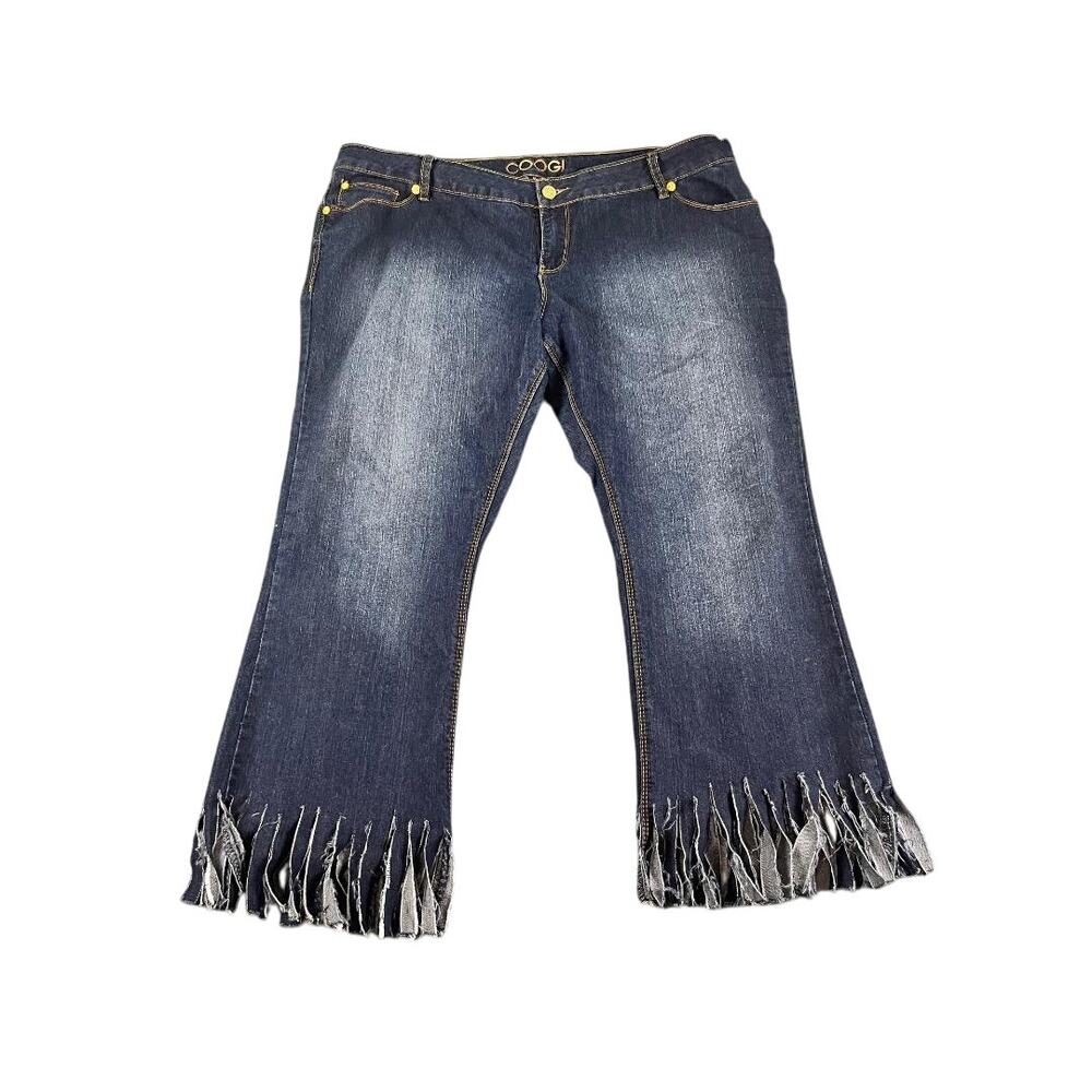 Coogi Women’s 24W Denim Jeans with Fringe Hem — Y2K / Statement Style  Excellent